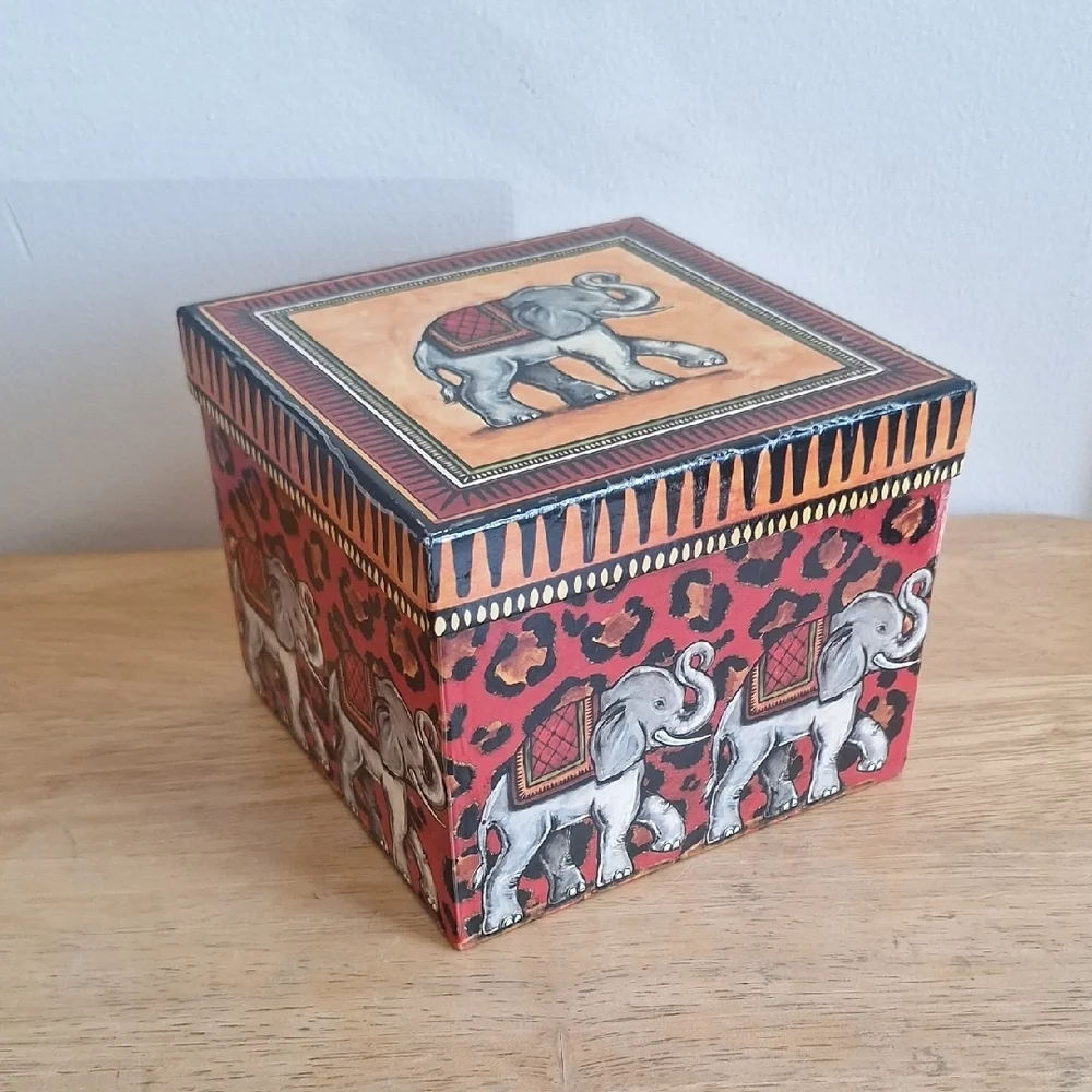 Elephant & Leopard Print Decorative Trinket Box | Safari Decor Storage